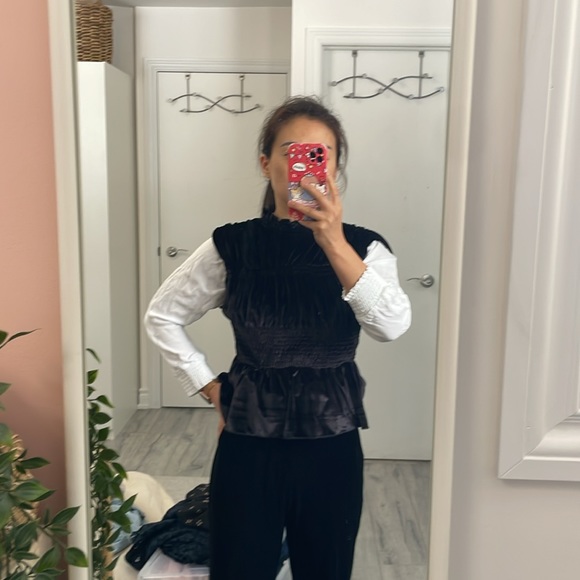 SANDRO Velvet Smock Top - Picture 8 of 8